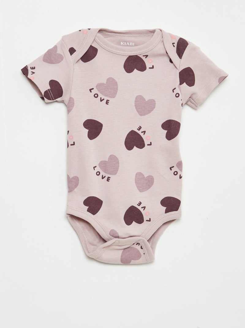 Setje met 3 katoenenbody's met print Paars - Kiabi