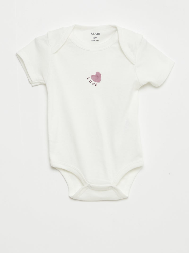 Setje met 3 katoenenbody's met print Paars - Kiabi