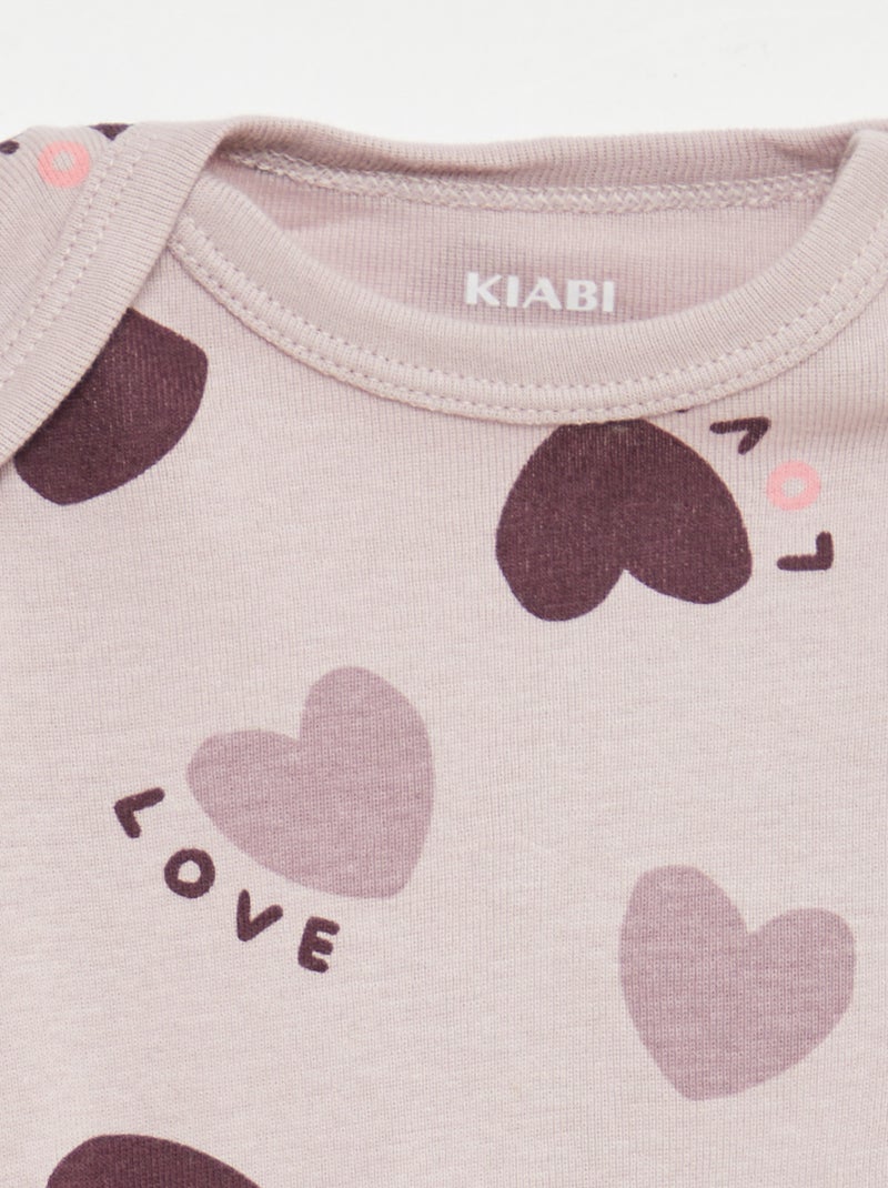 Setje met 3 katoenenbody's met print Paars - Kiabi