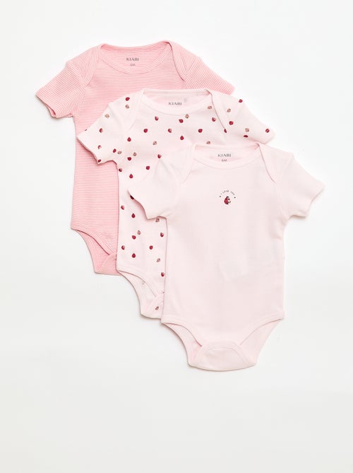 Setje met 3 katoenenbody's met print - Kiabi