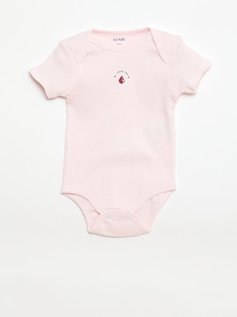 Setje met 3 katoenenbody's met print Rose - Kiabi