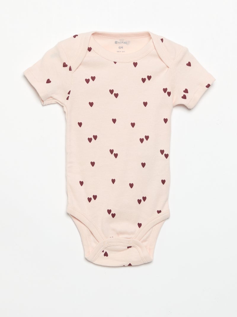 Setje met 3 katoenenbody's met print Rose - Kiabi