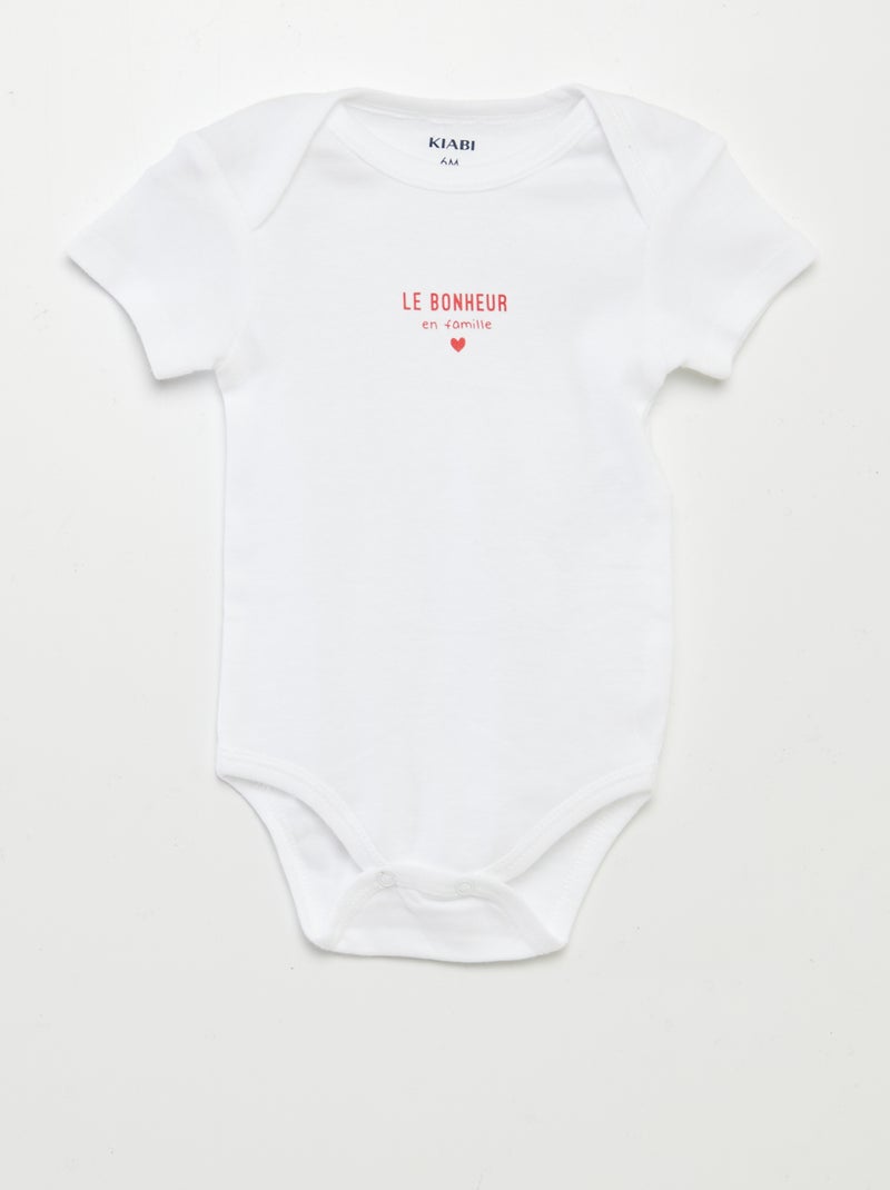 Setje met 3 katoenenbody's met print WIT - Kiabi