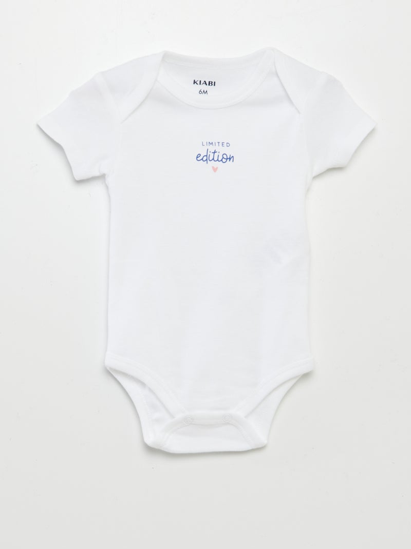 Setje met 3 katoenenbody's met print WIT - Kiabi