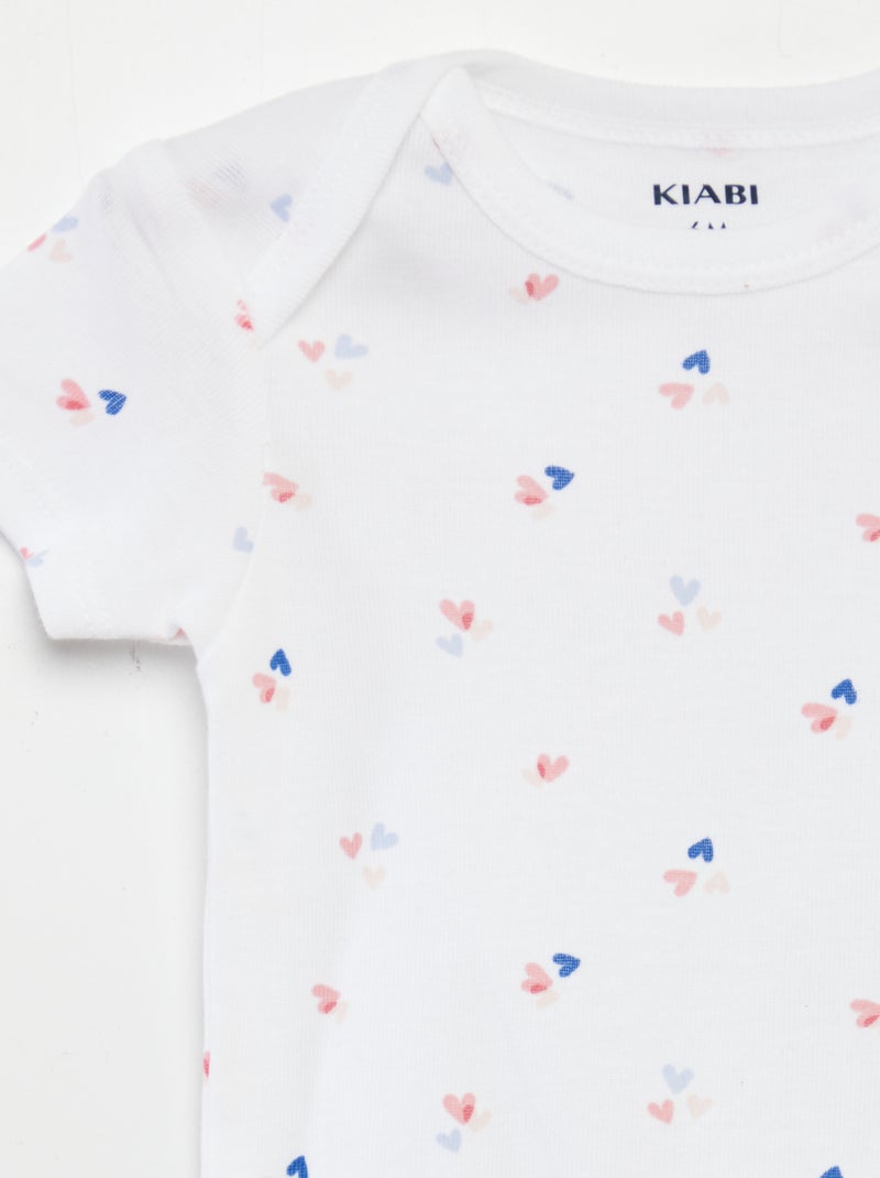 Setje met 3 katoenenbody's met print WIT - Kiabi
