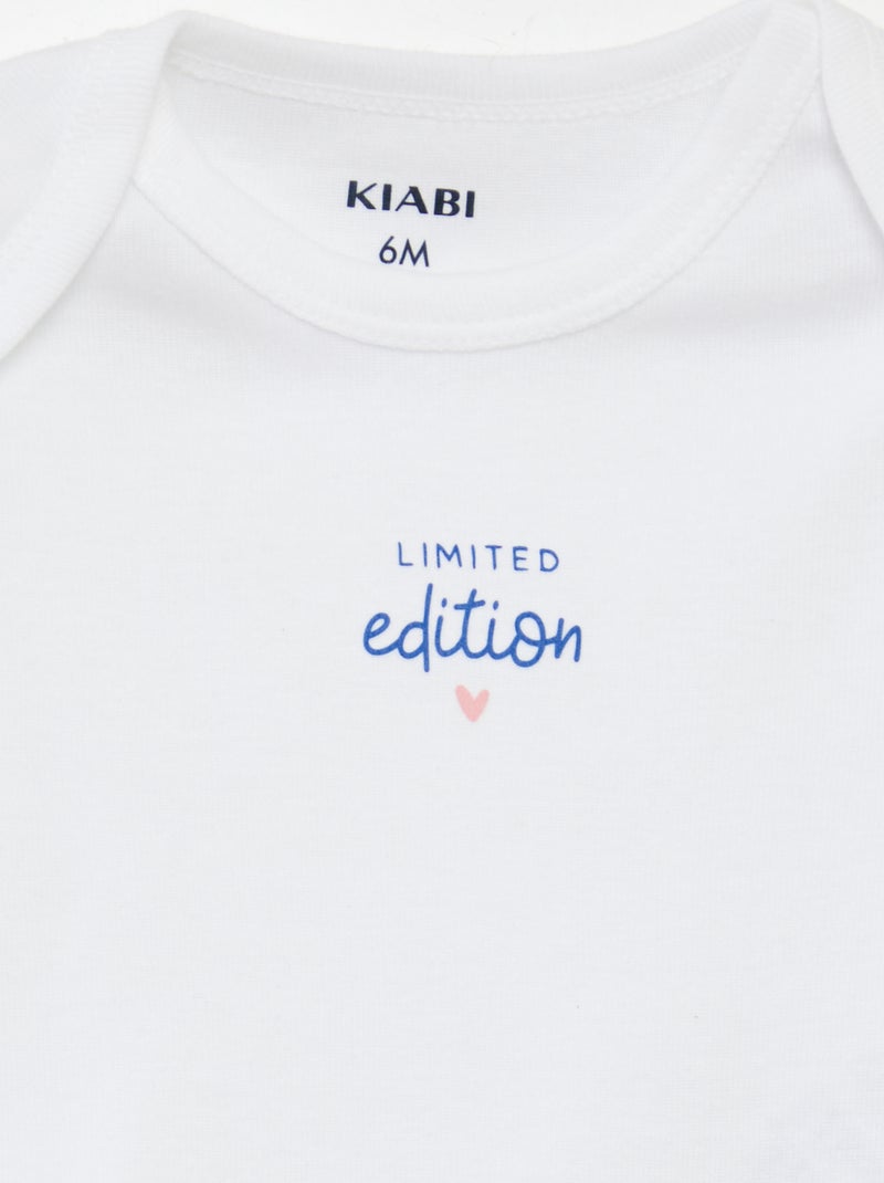 Setje met 3 katoenenbody's met print WIT - Kiabi