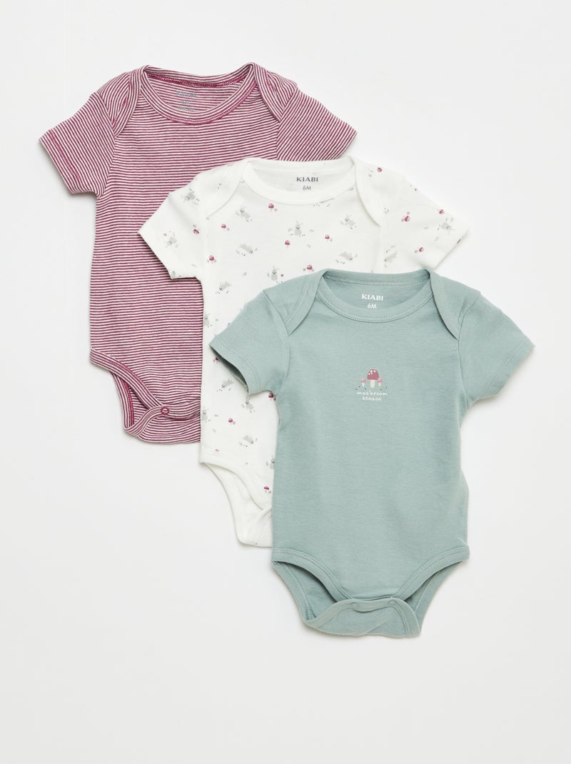 Setje met 3 katoenenbody's met print Wit - Kiabi