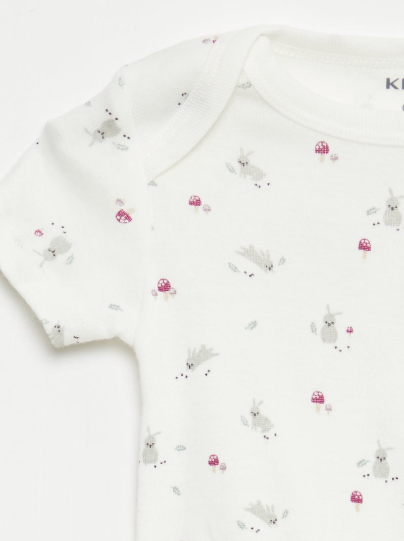 Setje met 3 katoenenbody's met print Wit - Kiabi