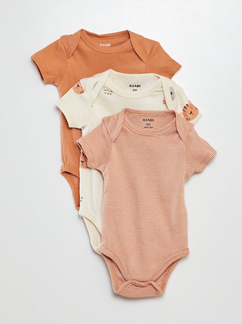 Setje met 3 katoenenbody's met print WIT - Kiabi