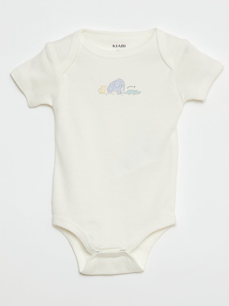 Setje met 3 katoenenbody's met print Wit - Kiabi