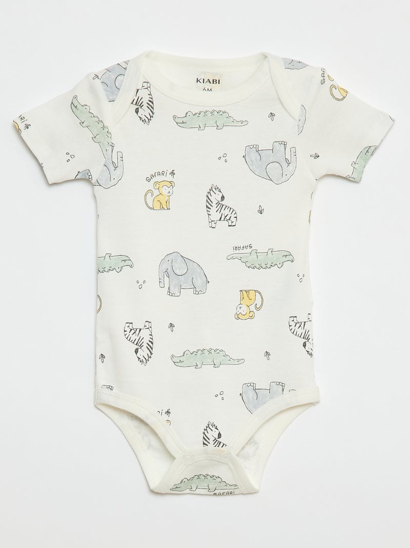 Setje met 3 katoenenbody's met print Wit - Kiabi