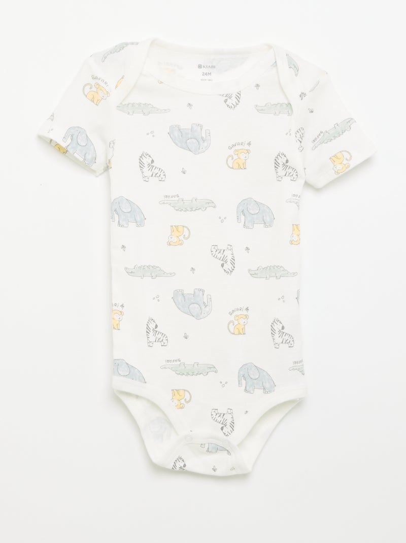 Setje met 3 katoenenbody's met print Wit - Kiabi