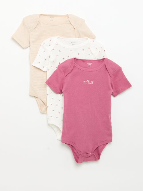 Setje met 3 katoenenbody's met print - Kiabi