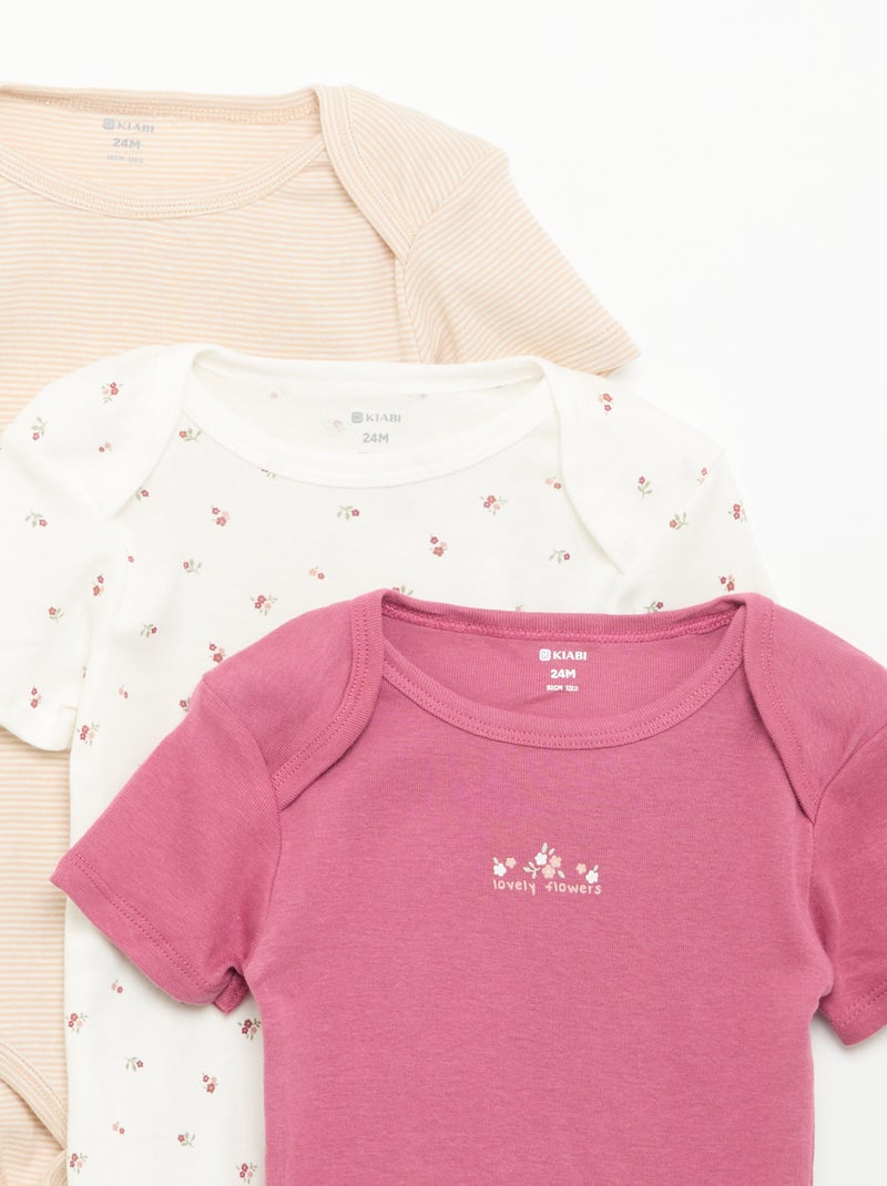 Setje met 3 katoenenbody's met print Wit - Kiabi