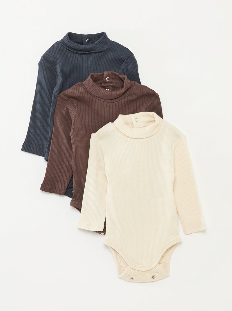 Setje met 3 meegroeirompertjes van pointelletricot Biege - Kiabi