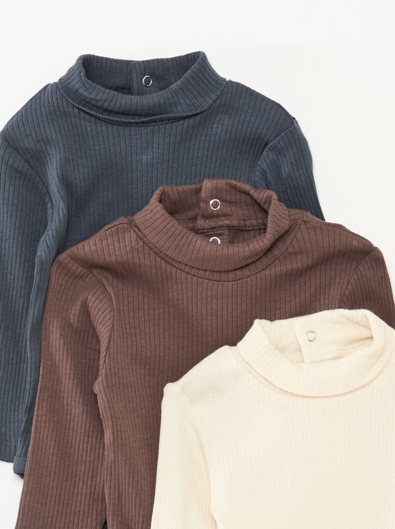 Setje met 3 meegroeirompertjes van pointelletricot Biege - Kiabi