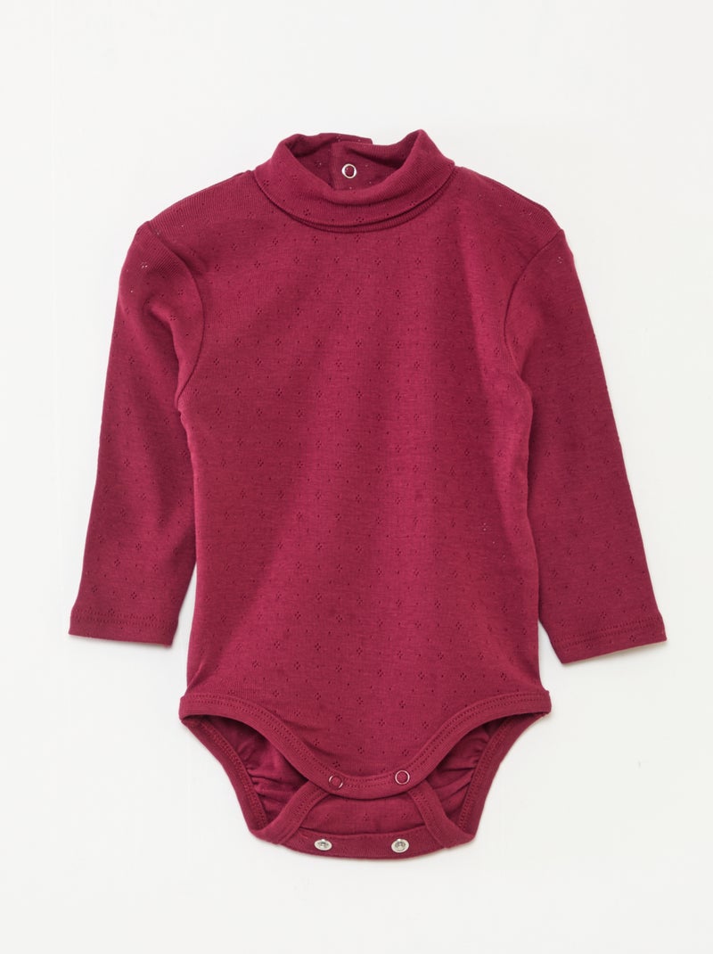 Setje met 3 meegroeirompertjes van pointelletricot Paars - Kiabi