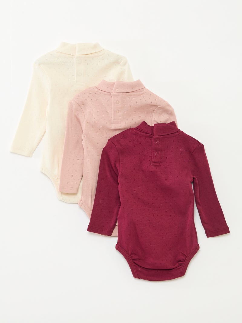 Setje met 3 meegroeirompertjes van pointelletricot Paars - Kiabi