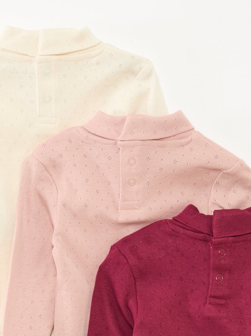 Setje met 3 meegroeirompertjes van pointelletricot Paars - Kiabi