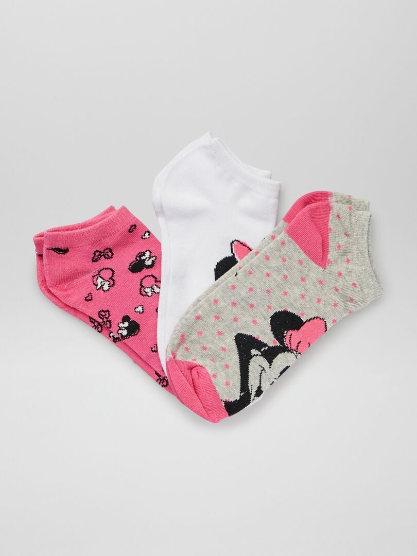 Setje met 3 paar Disney-sokken met Minnie-print roze - Kiabi