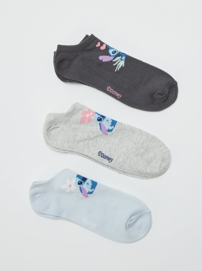 Setje met 3 paar enkelsokjes 'Stitch' BLAUW - Kiabi