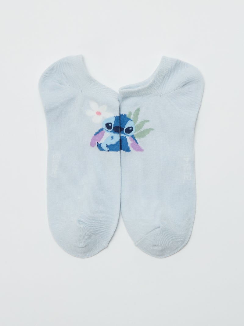 Setje met 3 paar enkelsokjes 'Stitch' BLAUW - Kiabi