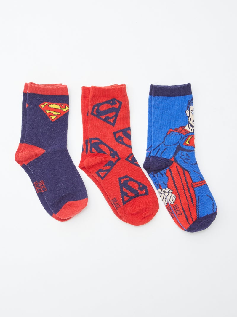 Setje met 3 paar halfhoge sokken 'Superman' BLAUW - Kiabi