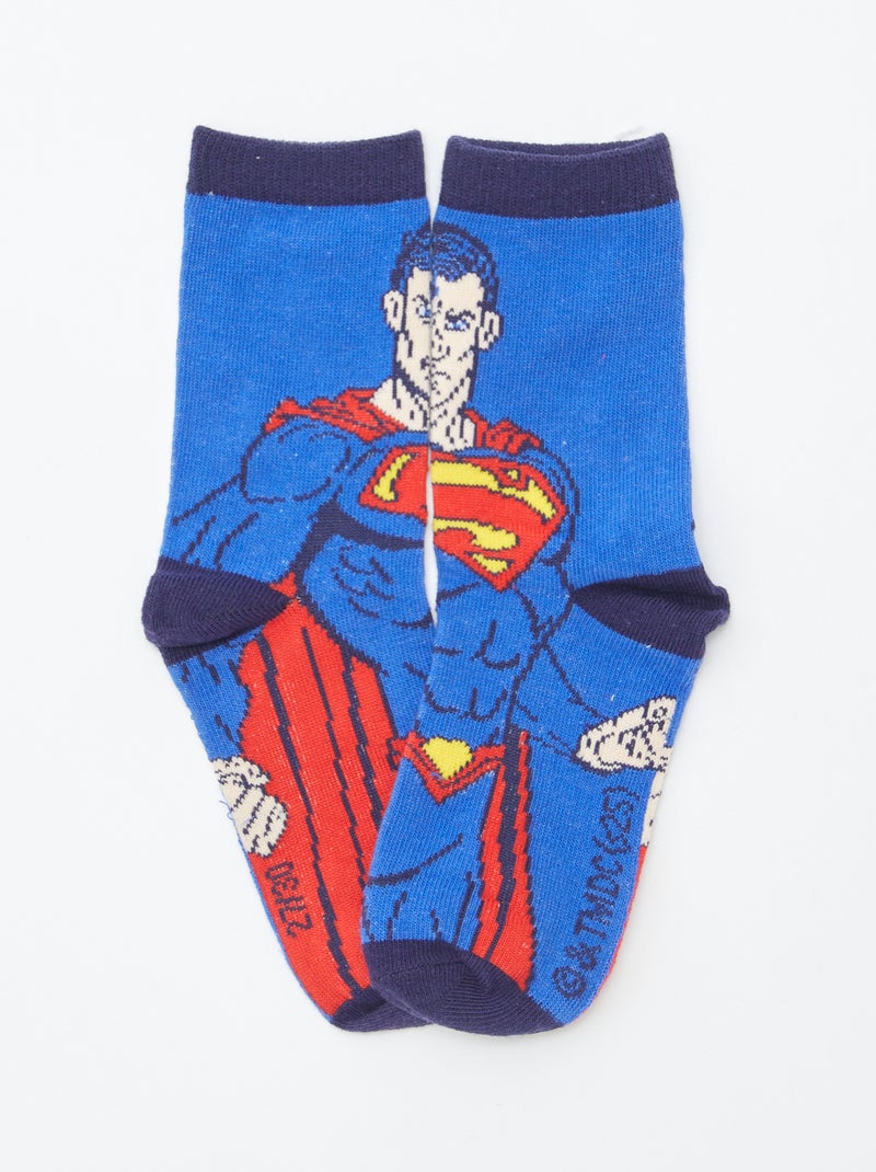 Setje met 3 paar halfhoge sokken 'Superman' BLAUW - Kiabi