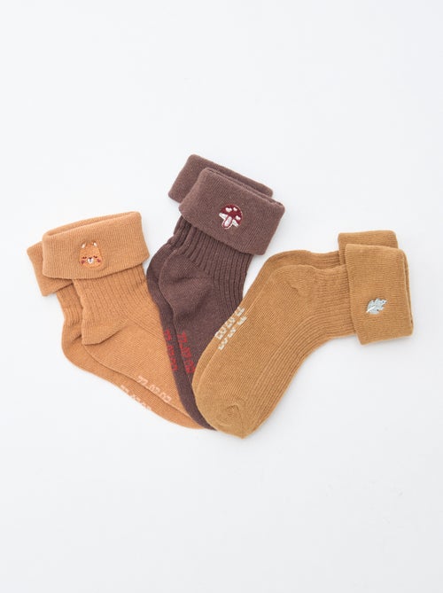 Setje met 3 paar sokken met geborduurd detail - Kiabi