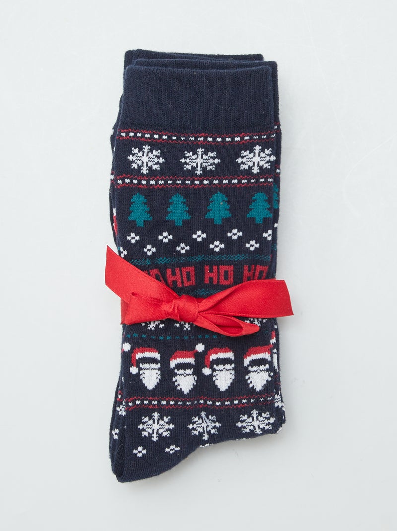 Setje met 3 paar sokken met kerstmotief BLAUW - Kiabi