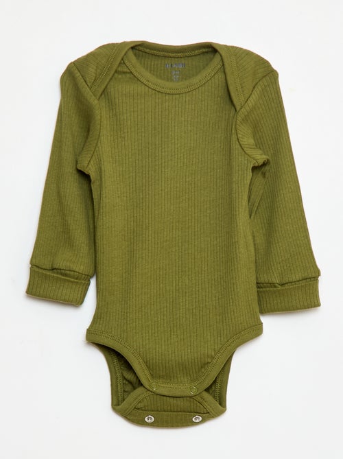 Setje met 3 rompertjes met envelophals en lange mouw - Kiabi