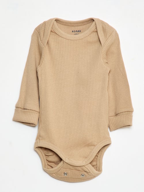 Setje met 3 rompertjes met envelophals en lange mouw - Kiabi