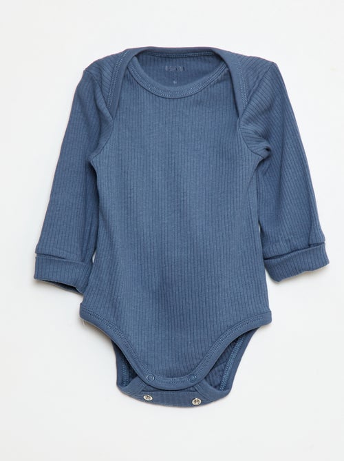 Setje met 3 rompertjes met envelophals en lange mouw - Kiabi