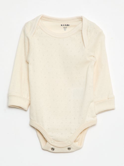 Setje met 3 rompertjes met envelophals en lange mouw - Kiabi