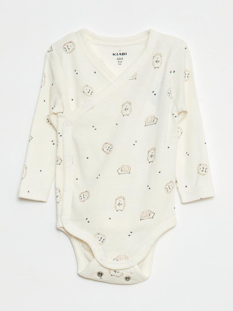 Setje met 3 rompertjes met lange mouw en drukknoopsluiting Groen - Kiabi