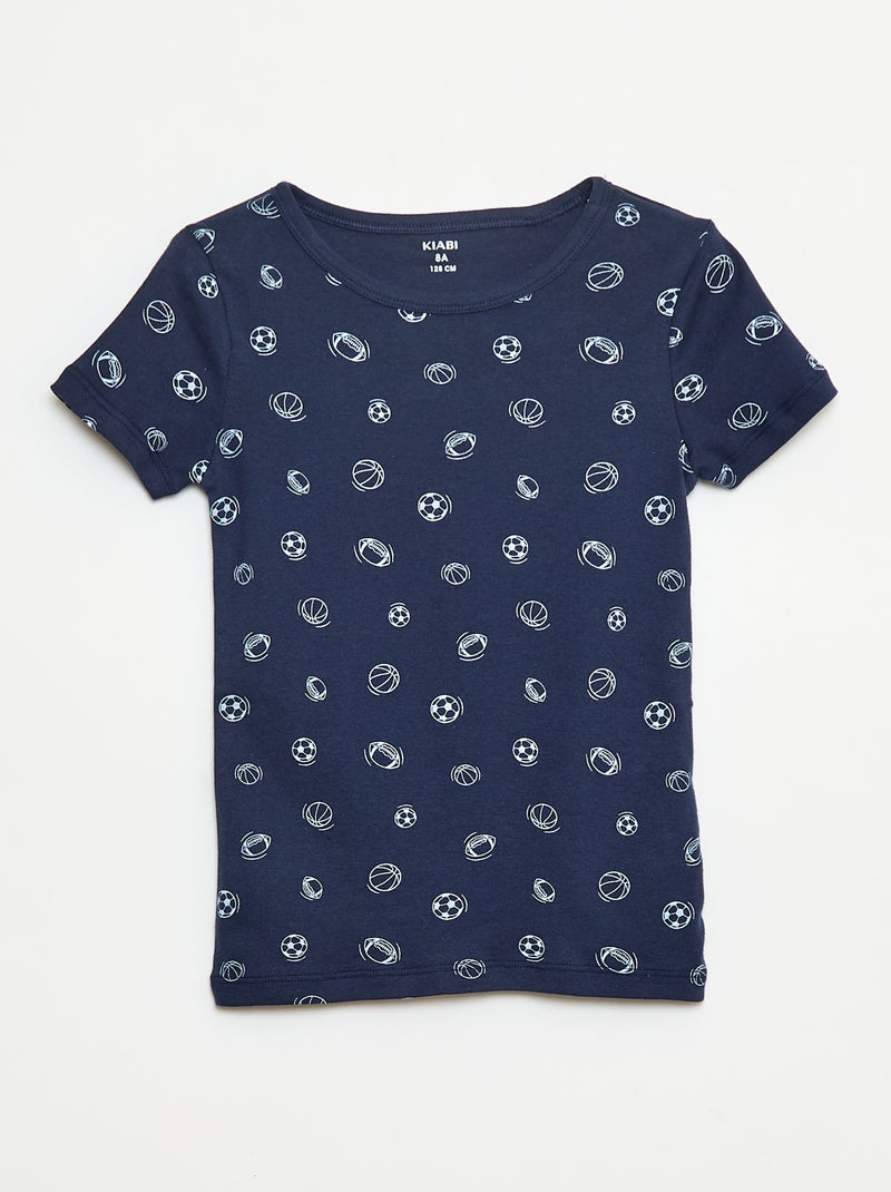Setje met 3 slim-fit shirts met korte mouw Blauw - Kiabi