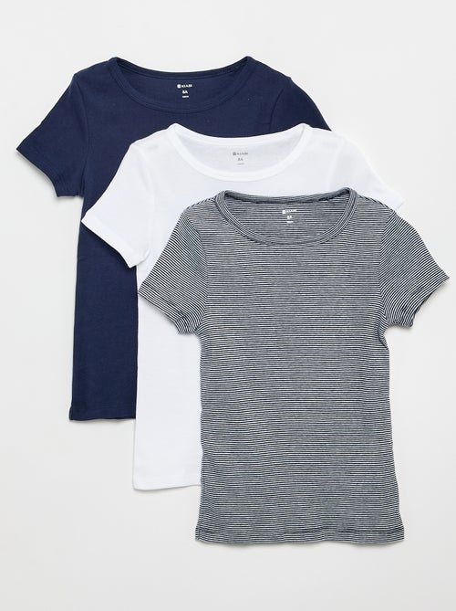 Setje met 3 slim-fit shirts met korte mouw - Kiabi
