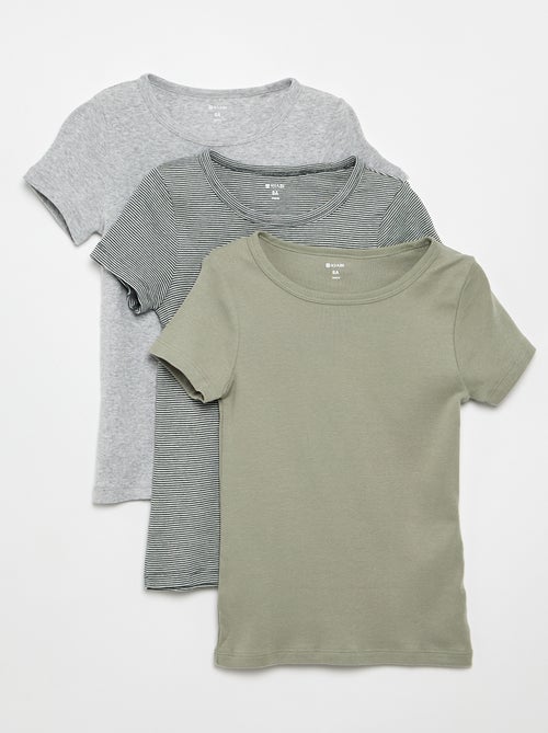 Setje met 3 slim-fit shirts met korte mouw - Kiabi