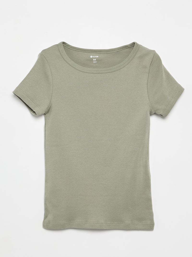 Setje met 3 slim-fit shirts met korte mouw Kaki - Kiabi