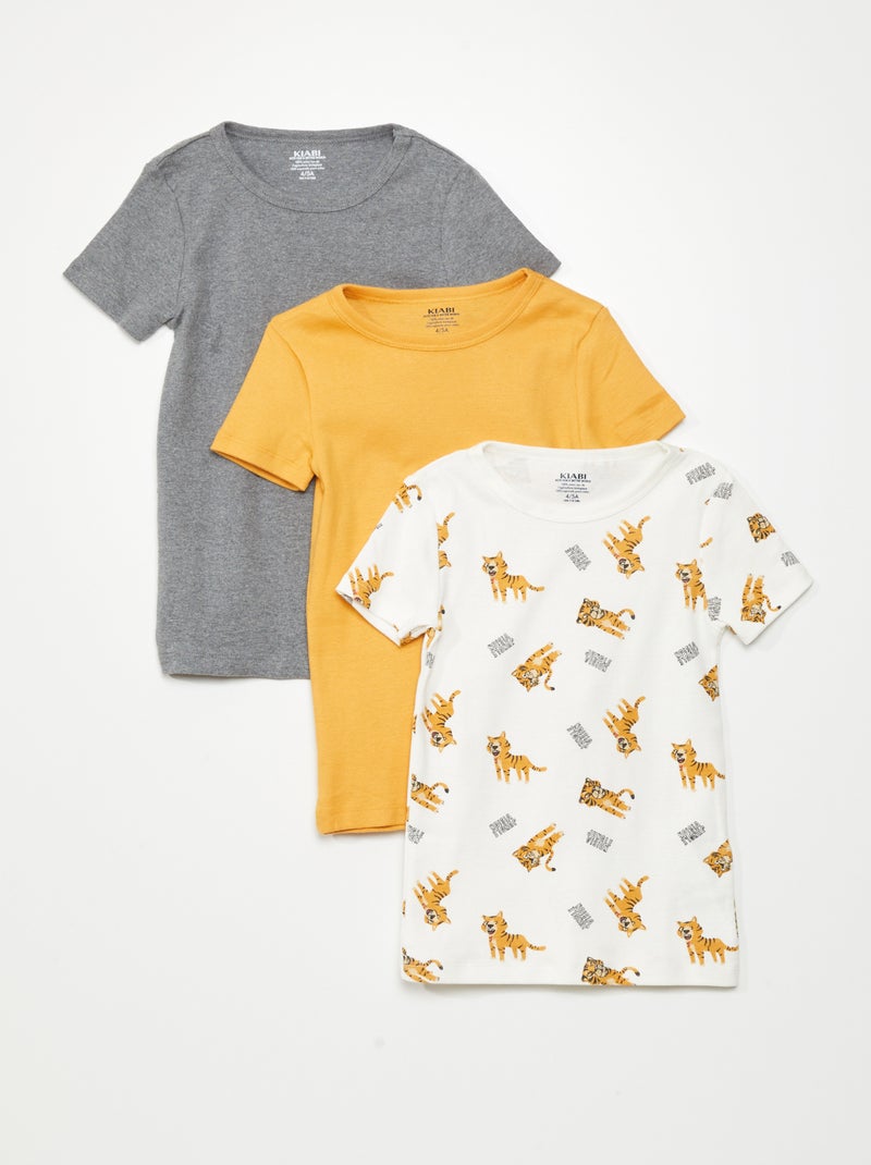 Setje met 3 slim-fit shirts met korte mouw WIT - Kiabi