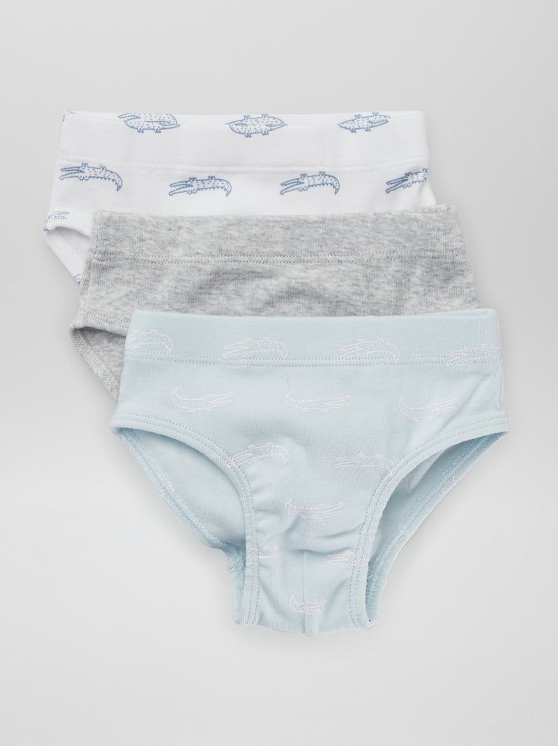 Setje met 3 slips met krokodillenprint BLAUW - Kiabi