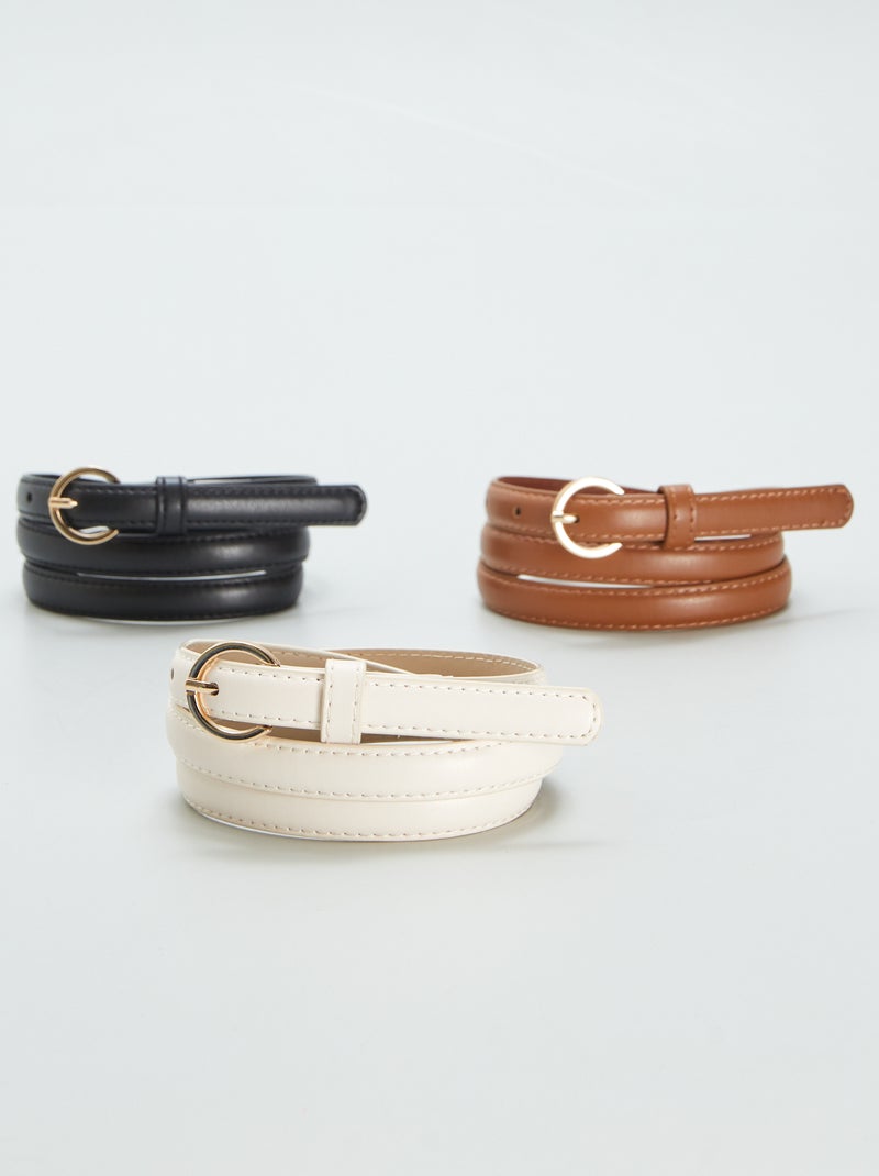 Setje met 3 smalle effen riemen BRUIN - Kiabi