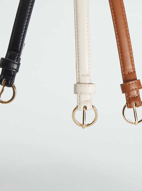 Setje met 3 smalle effen riemen - Kiabi