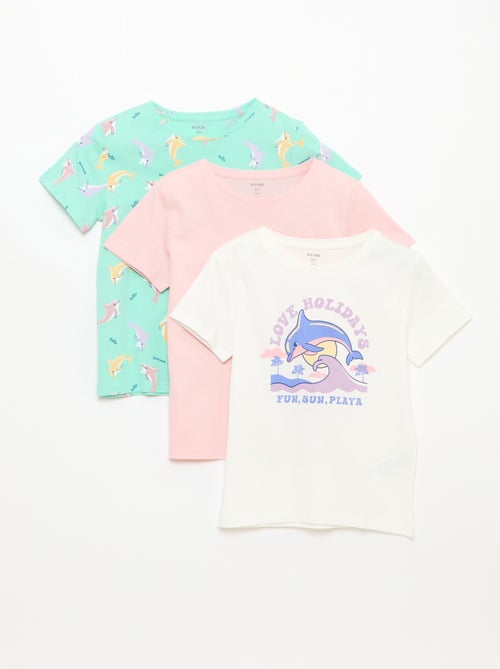 Setje met 3 T-shirts met korte mouw - Kiabi