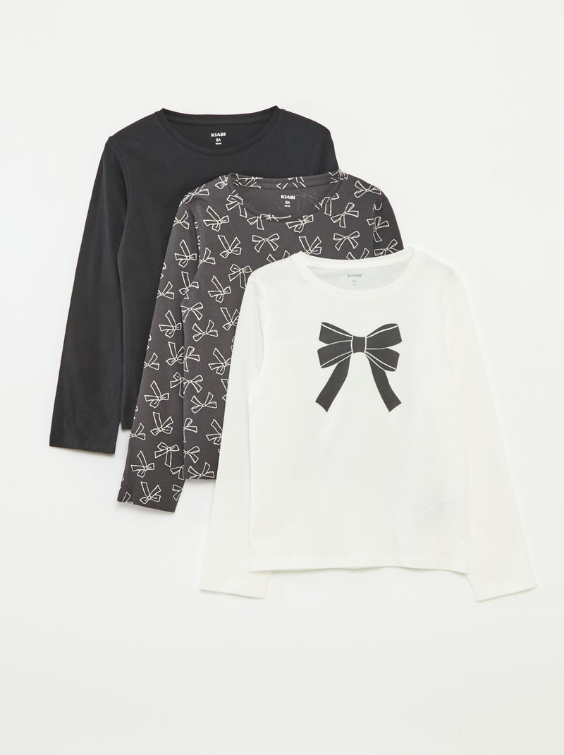 Setje met 3 T-shirts met lange mouwen en ronde hals Biege - Kiabi