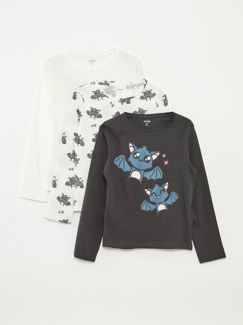 Setje met 3 T-shirts met lange mouwen en ronde hals Zwart - Kiabi