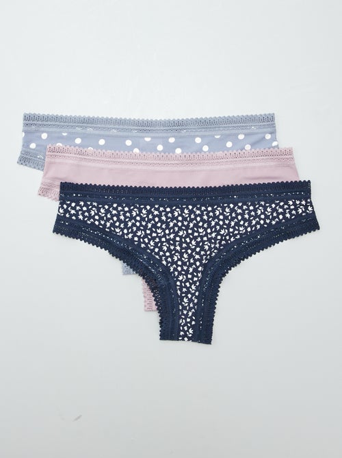 Setje met 3 tangaslips van microvezel met print - Kiabi