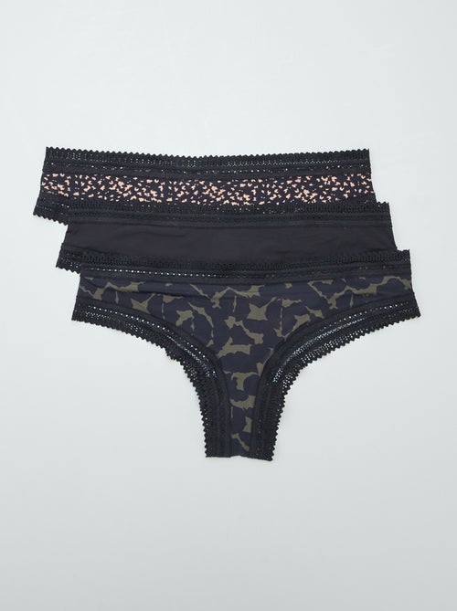 Setje met 3 tangaslips van microvezel met print - Kiabi