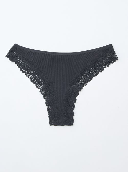 Setje met 3 tangaslips van ribtricot - Kiabi