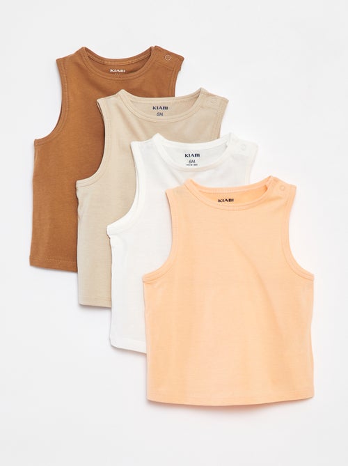 Setje met 4 effen singlets - Kiabi